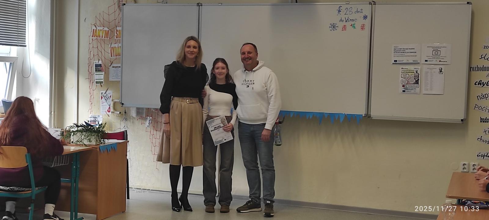 Rétorické umění prokázala Klárka Handrlicová z 9. třídy